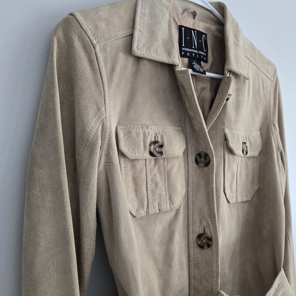 INC International Concepts Beige Suede Trench Coat - Picture 3 of 10